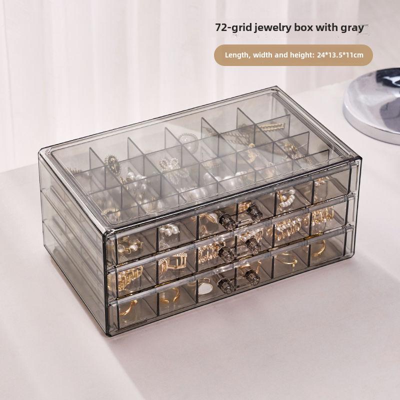 

Многослойная прозрачная шкатулка для хранения колец, сережек, ожерелий и браслетов