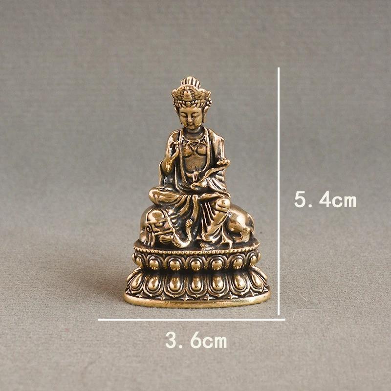 Brass Sakyamuni Figurines Miniatures Desktop Ornament Antique Copper Dharma Master Statue Decorations