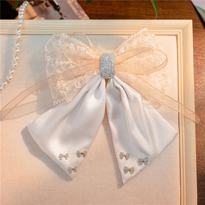 Diamond Bow Spring Clip Headdress - Korean Style Black Hairpin for Adults