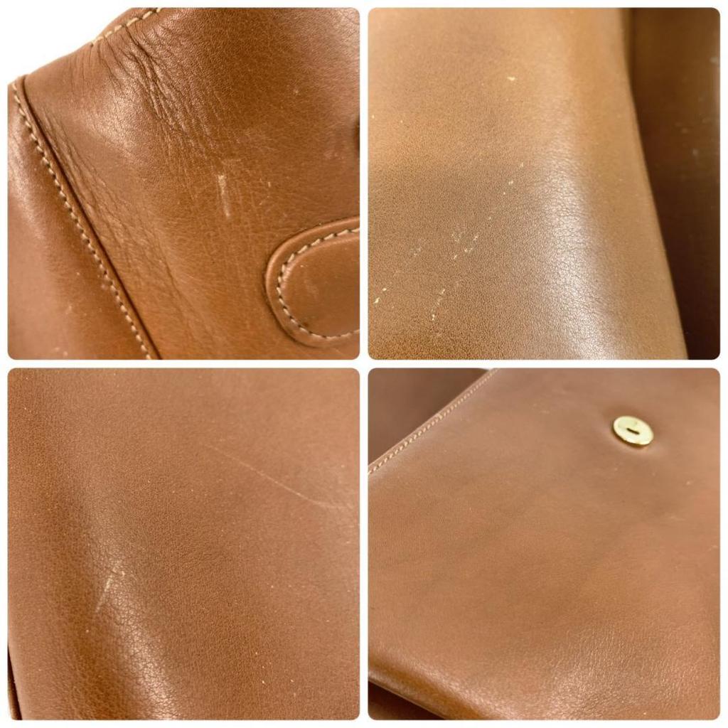 OLD GUCCI Bamboo 2way Handbag Shoulder Crossbody Bag Top-Handle Brown Gold Hardware Leather