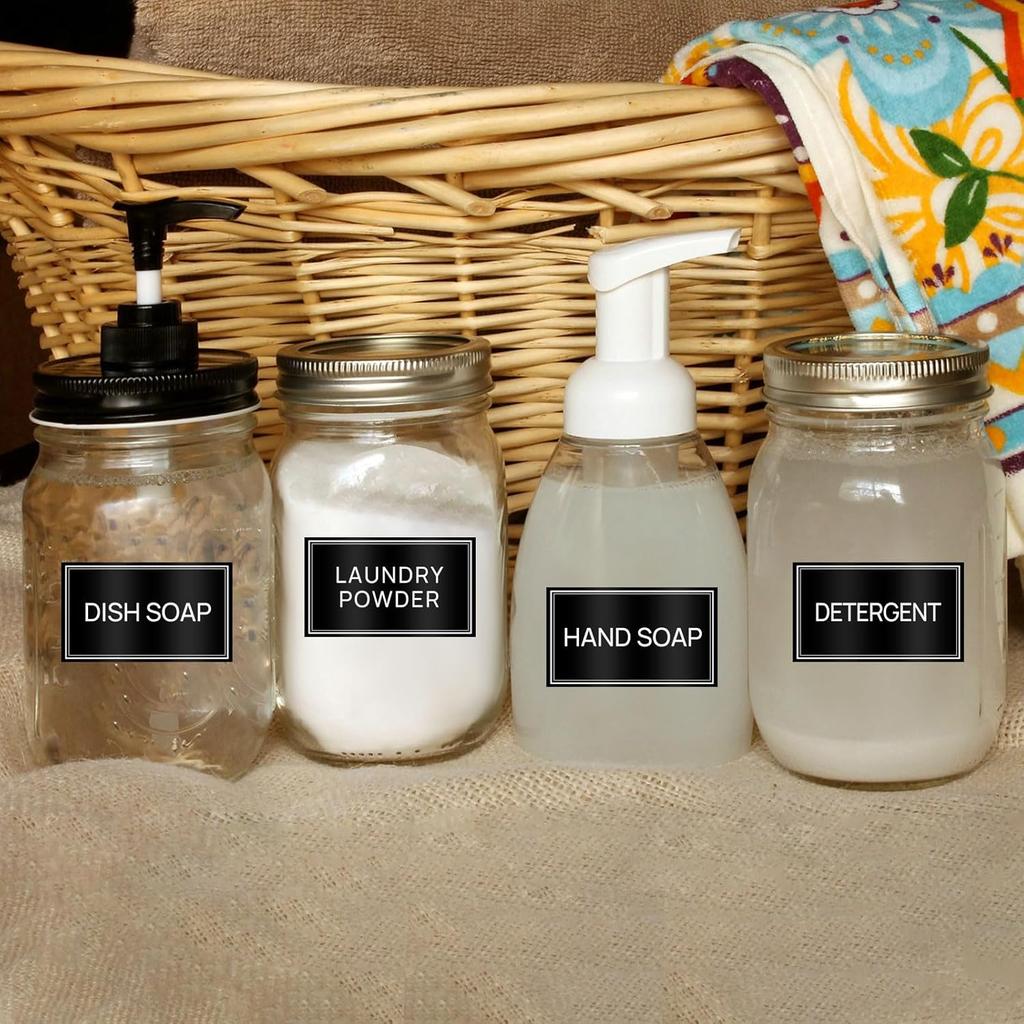 64 PCS Laundry Labels for Jars,Minimalist Laundry Room and Bathroom Label Stickers,Removable Waterproof Labels for Laundry Containers,Home Storage