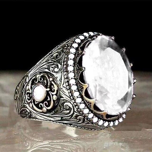 

30 стилей, винтажное турецкое кольцо с печаткой ручной работы для мужчин и женщин, древнее серебро, черный оникс, камень, кольца в стиле панк, религиозные украшения 10