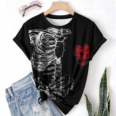 3D Body Organ Women's T-shirt Round Neck Short Sleeved Summer Casual Breathable Lightweight Fabric Tees Comfortable Design