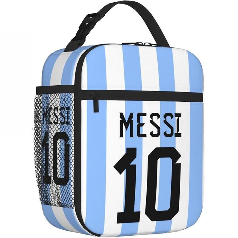 Kids Insulated Lunch Bag With Full-Print Football Design Portable Cooler School Daycare Outdoor Activities