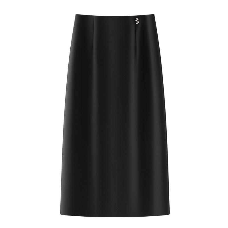 Beige High-Waisted Knee-Length Slimming Bodycon Skirt for Spring & Autumn 2025