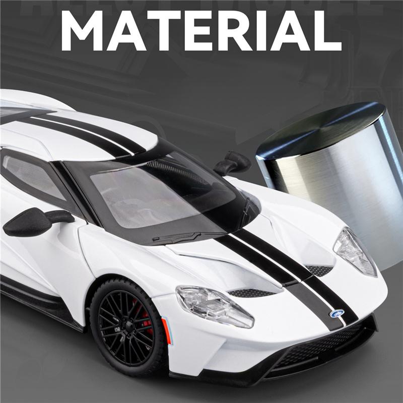 1/24 Ford GT Alloy Super Sports Car Model Diecasts Metal Racing Vehicles Car Model High Simulation Sound and Light Kids Toy Gift