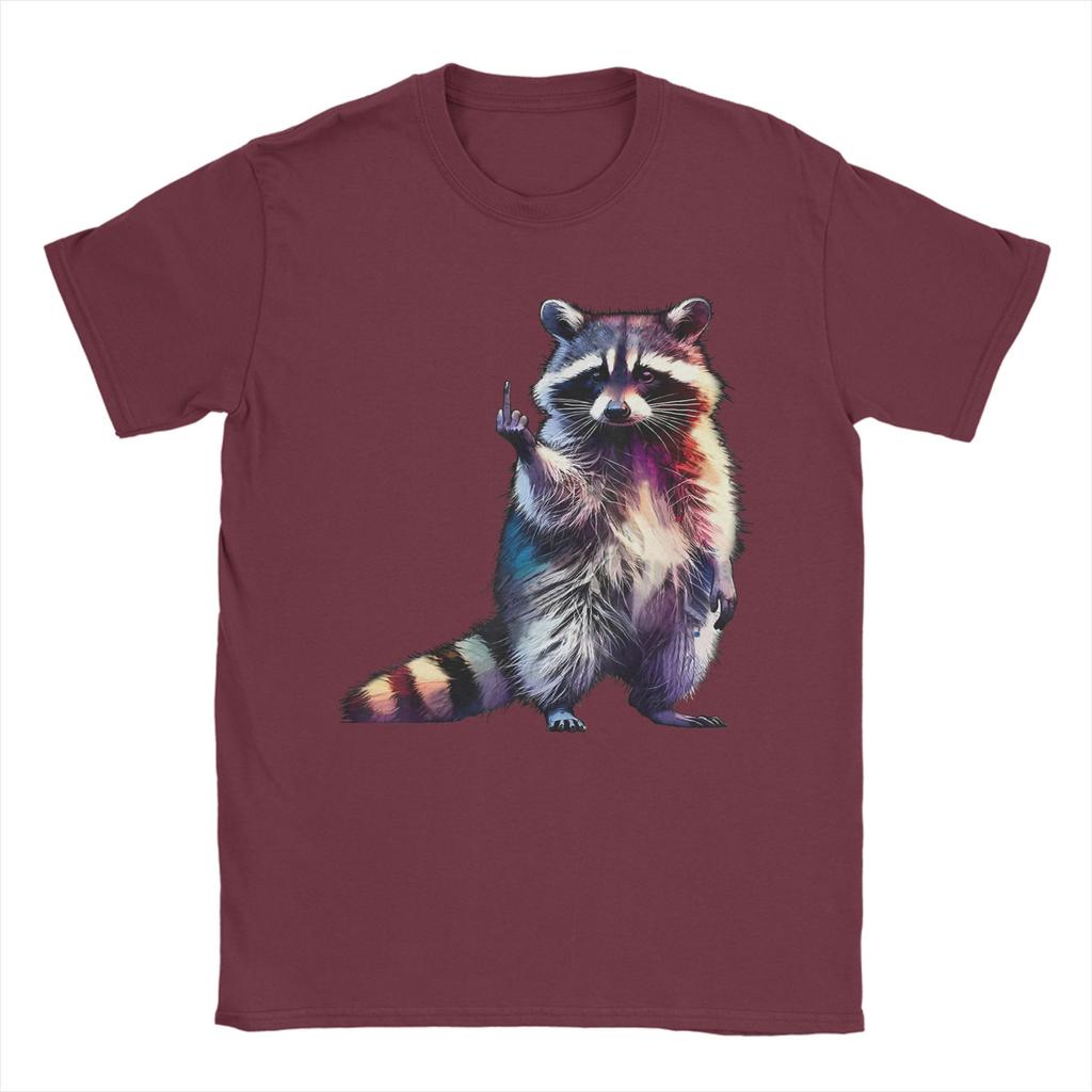 Raccoon Middle Finger Trash Panda Racoon Sarcastic Humor Unisexs T Shirt  Humor Tee Shirt Short Sleeve Round Neck TShirt Clothing