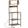 Kitchen Storage Rack Bakers Rack With Power Outlet Usb Charger Rustic Brown
