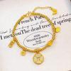 Gold-Plated Diamond Copper Coin Bracelet: Women's Chinese-Style Beaded Jewelry