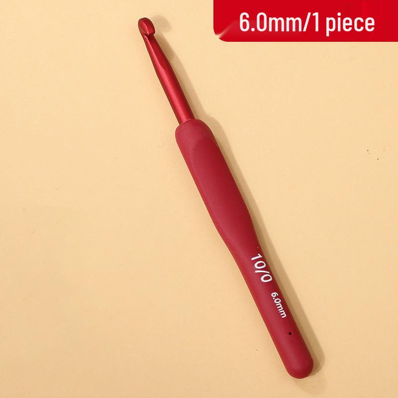 Red Soft Grip Crochet Hooks Set: Handmade Silicone Non-Slip Knitting Needles with Bag