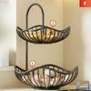 2-Tier Countertop Fruit Basket & Vegetable Storage Organizer | Metal Wire Kitchen Produce Stand for Garlic, Onions & Snacks