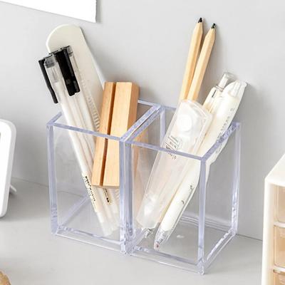 Acrylic Transparent Cosmetic Brush Storage Tube Eyebrow Pencil Makeup Brush Storage Box Student Desktop Single Square Pen Holder