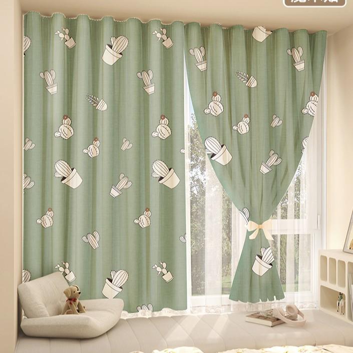 Printed Curtains with Magic Tape, Cartoon Fabric Door Curtains, Partition Curtains, Toilet and Bedroom No-Drill Curtains