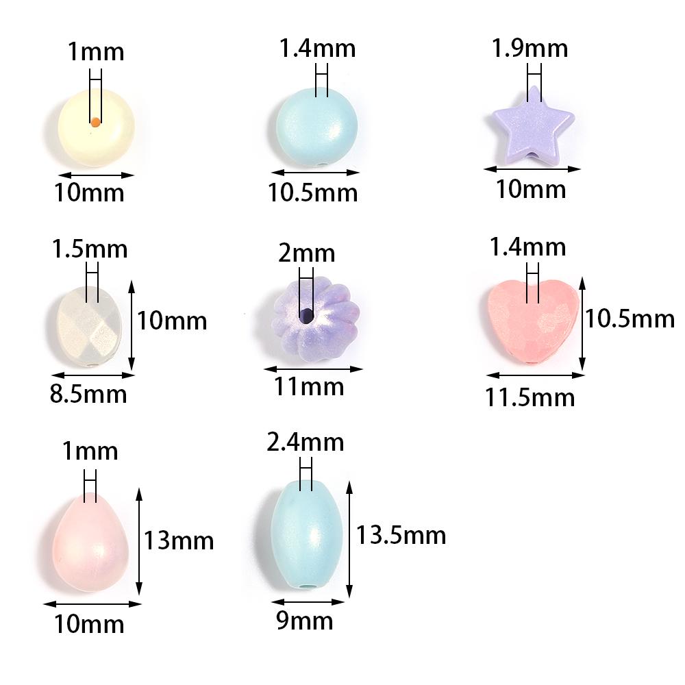 100pcs Acrylic Beads Mixed Macaron Color Star Heart Pumpkin Shape Loose Beads For Jewelry Making DIY Bracelets Keychain Supplies