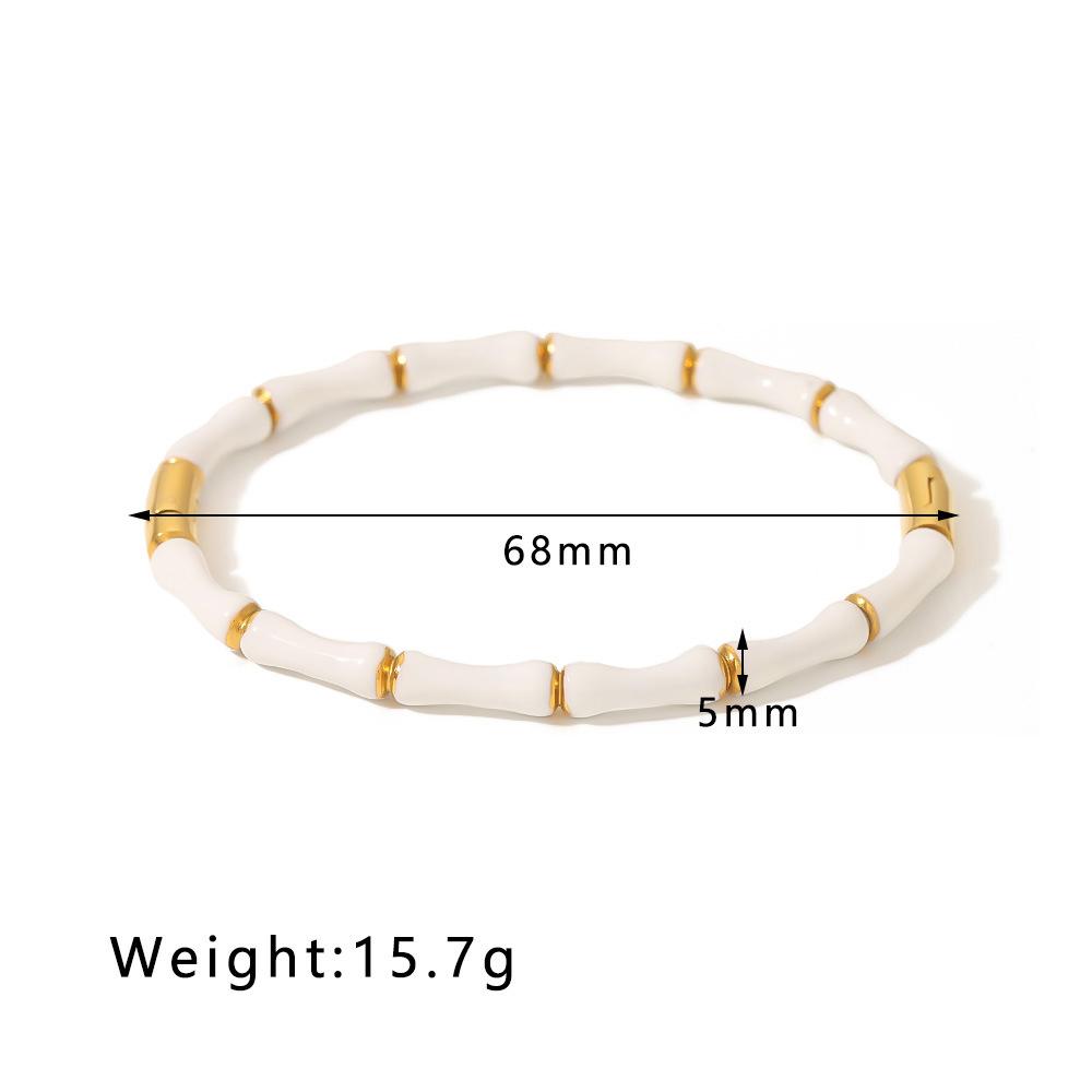 Edelstahl Bambus Armreif für Damen Goldfarben Tropfenöl Manschettenarmbänder