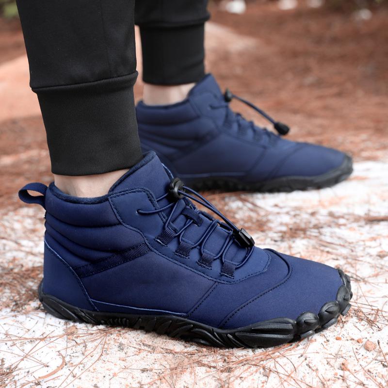 Men's Waterproof Velvet-Lined High-Top Snow Boots: Shock-Absorbing, Warm Cotton Shoes for Winter Sports.