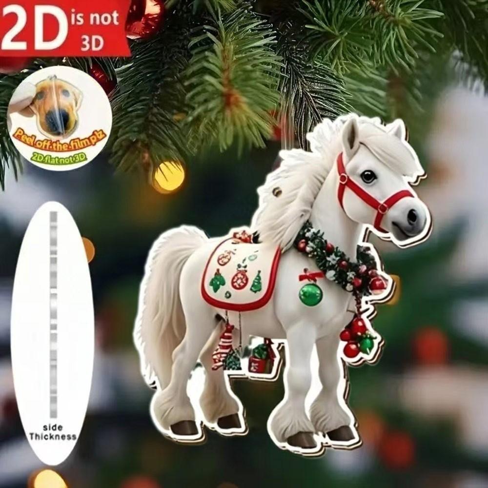 Party 2D Flat Christmas Hanging Pendant Ebony Horse Majesty Acrylic Horse Pendant Xmas Tree Hanging Ornament Navidad Decor