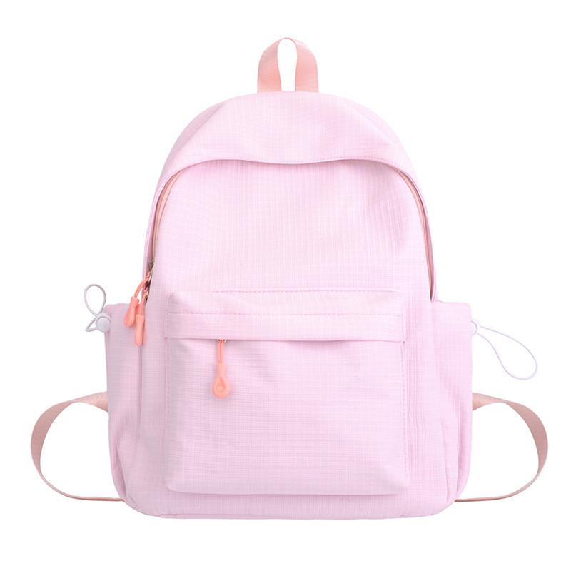 Color Simple Solid Student Backpack With Inner Compartments For Daily Commute