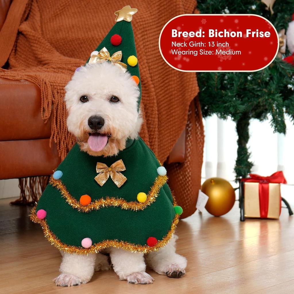 Christmas Dog Costume Puppy Christmas Cloak Hat Set Cute Cat Funny Costume Christmas Role-playing Party Decoration Gift
