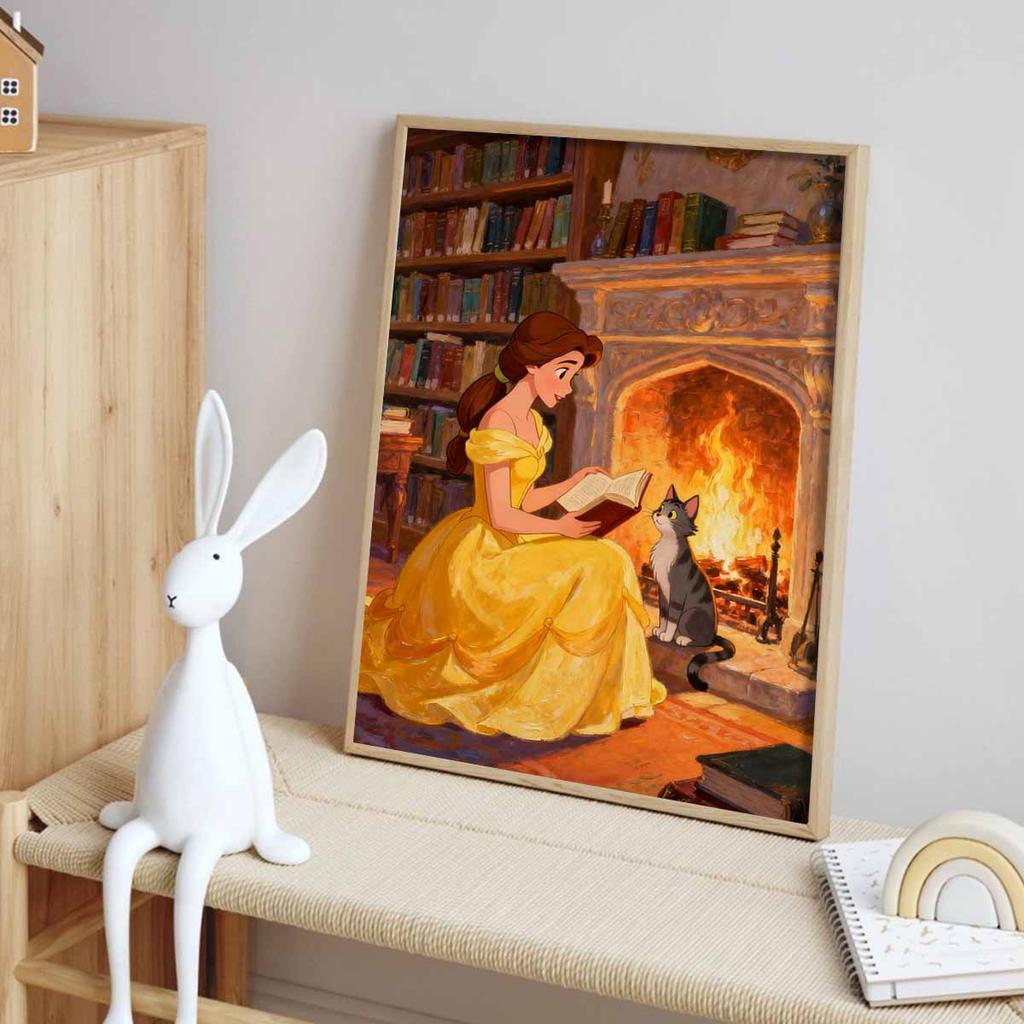 Disney 5D Diamond Painting Kit Belle Reading Beside Fireplace Home or Office Home Decor Art Diamond Painting Kit