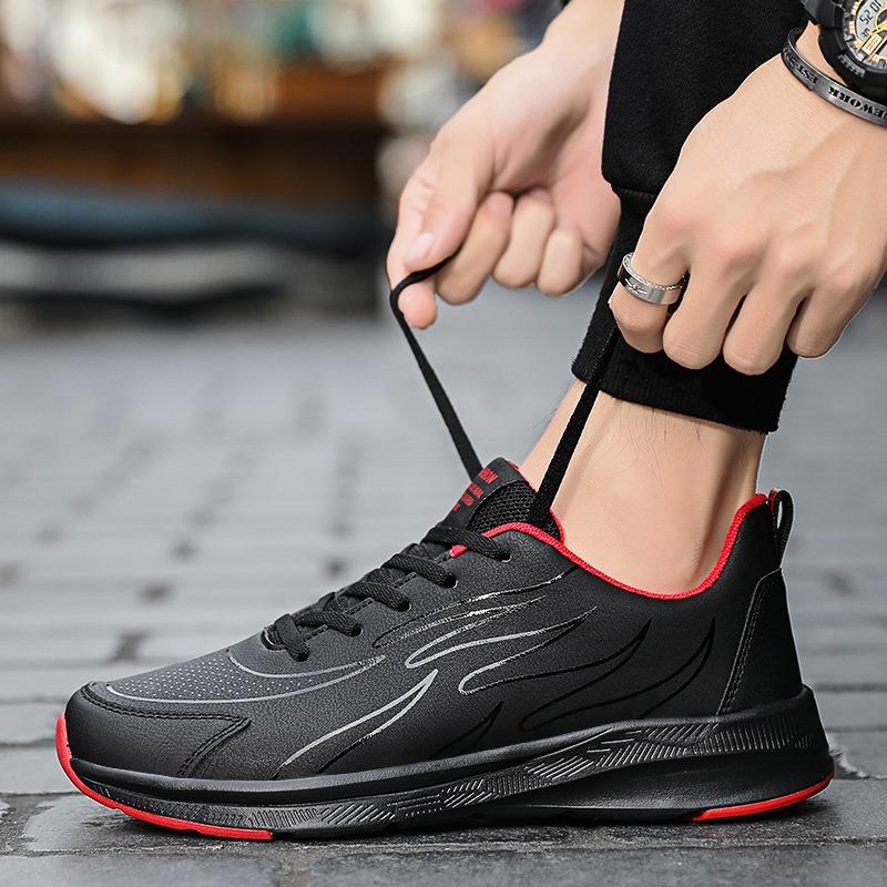 Spring and autumn shoes leather surface sports shoes waterproof and non-slip running shoes casual shoes travel shoes