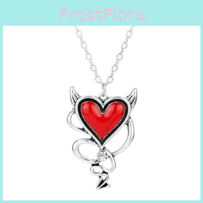 Heart Shaped Alloy Necklace With Red Oil Drop Pendant For Halloween Cosplay And Casual Wear