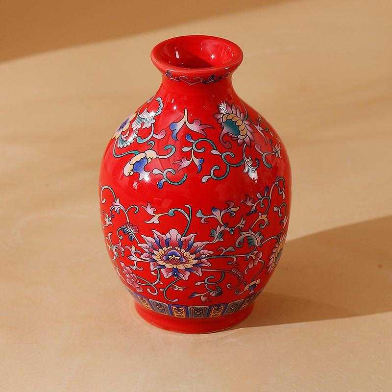 Small Ceramic Vase for  Handmade Elegant Vintage Chinese Painting  Enamel Glazed Porcelain Decorative Vases for Office Home