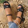 Women's Mid Heel Rhinestone Sandals, Chunky Heel Summer Shoes, Plus Size Comfortable Footwear