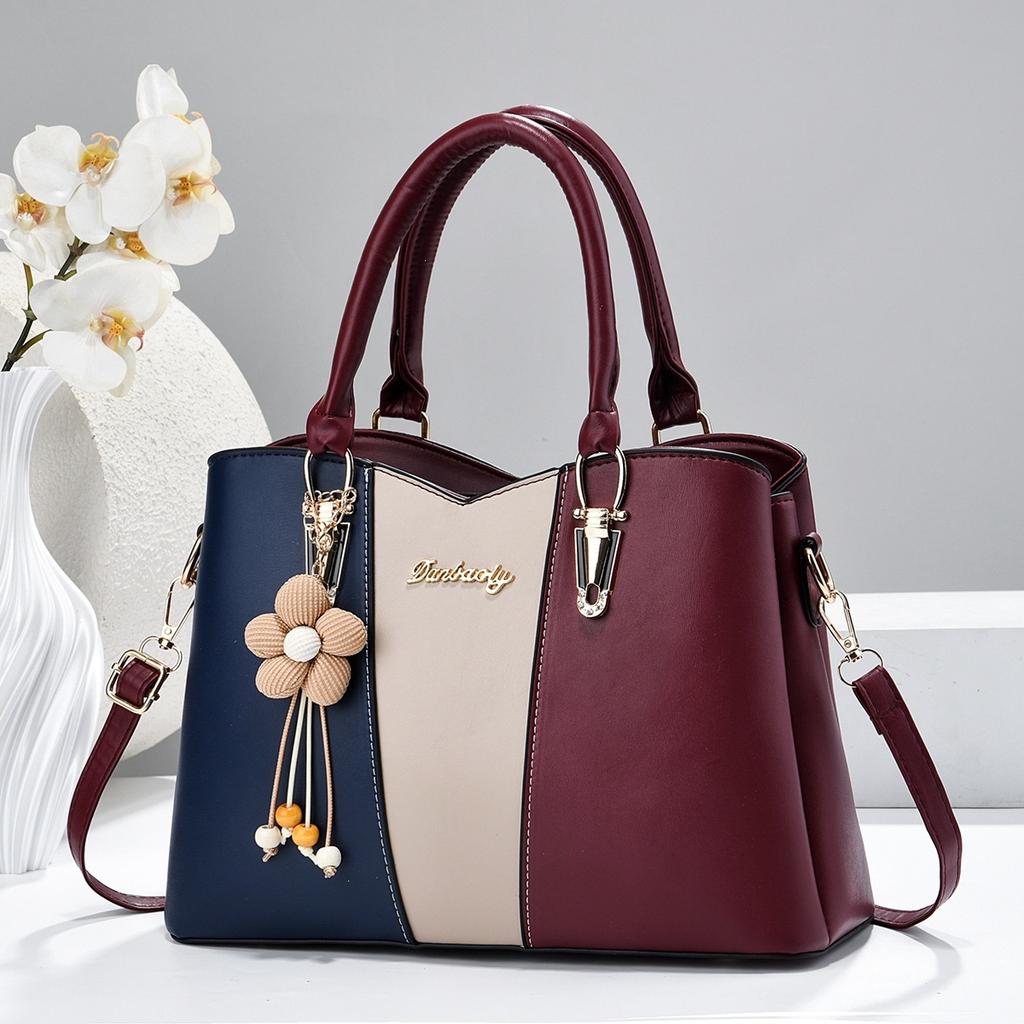 2026 New Color Blocking Splicing Shoulder Bag