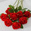 10Pcs Artificial Velvet Rose Realistic Long Stem Fake Flower with Green Leaves Home Office Wedding Party Faux Flower Decoration Valentine's Day Gift
