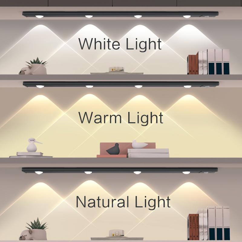 Motion-Activated LED Cabinet Light - Ultra Thin, Wireless, USB Rechargeable, Dimmable with Tricolor Settings for Kitchen, Bedroom, and Wardrobe