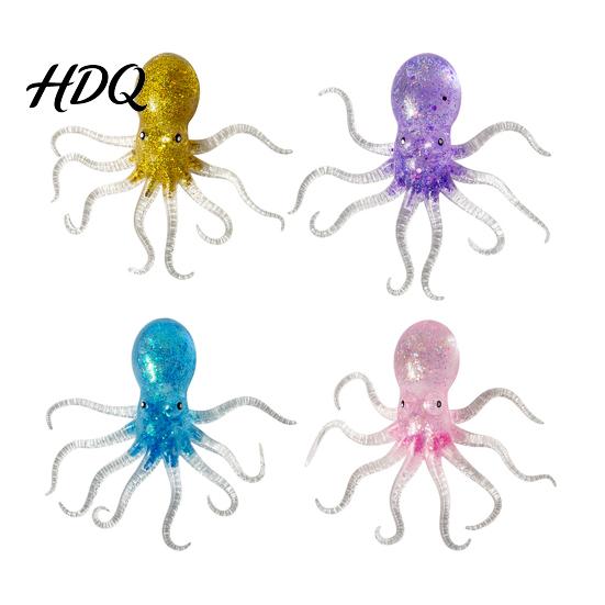 Handheld Stress Reliever Mini Glitter Octopus Squeeze Toy, Simulated Relief Sea Animal Fidget Toy Soft Shaped for Relaxation