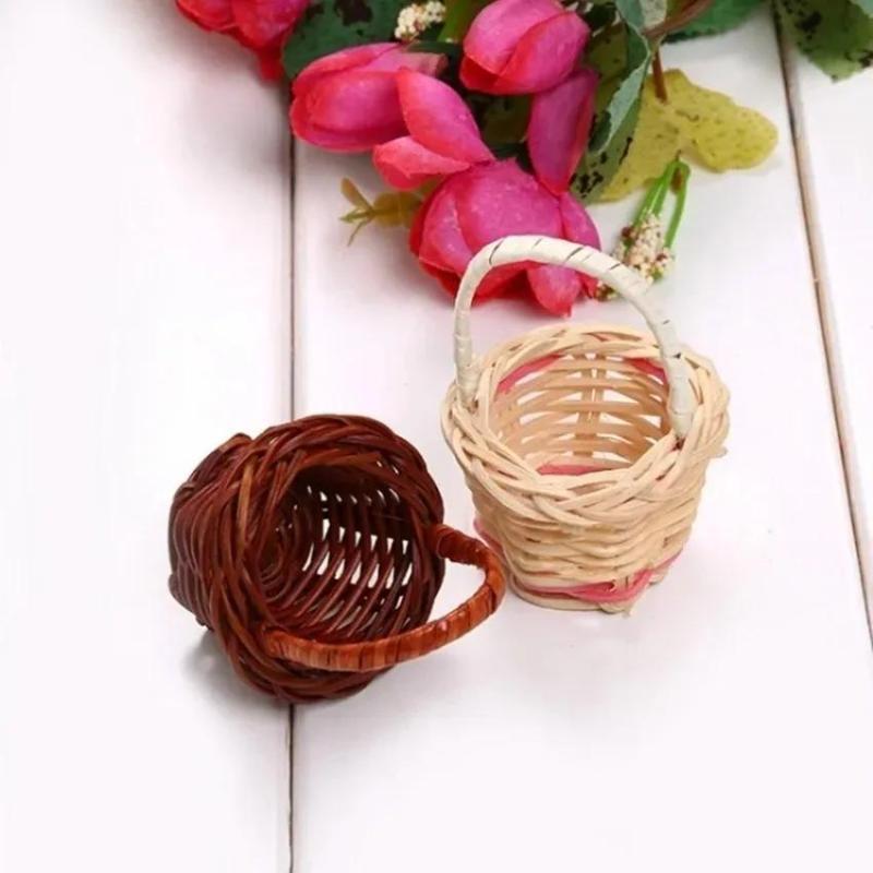 Mini Fruit Box Ornament Picnic Basket Wicker Storage Basket Kitchen Handicrafts Home Decoration Tools Exquisite Easy To Carry