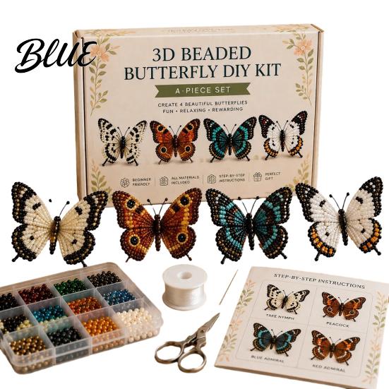 Creative DIY Hobby Kit 3D Beaded Butterfly Craft Kit Tiny Animal Handmade Art Set Weekend Activities with Instruction Cute 4-Pack Butterflies