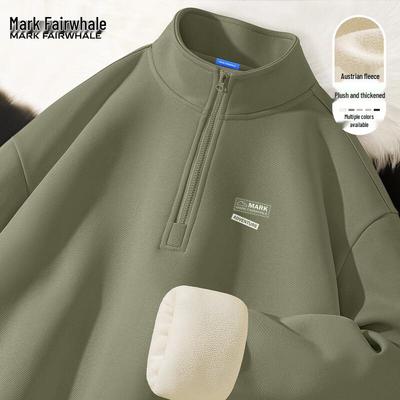 Mark Fairwhale Herren Halber Reißverschluss Fleece Stehkragen Sweatshirt