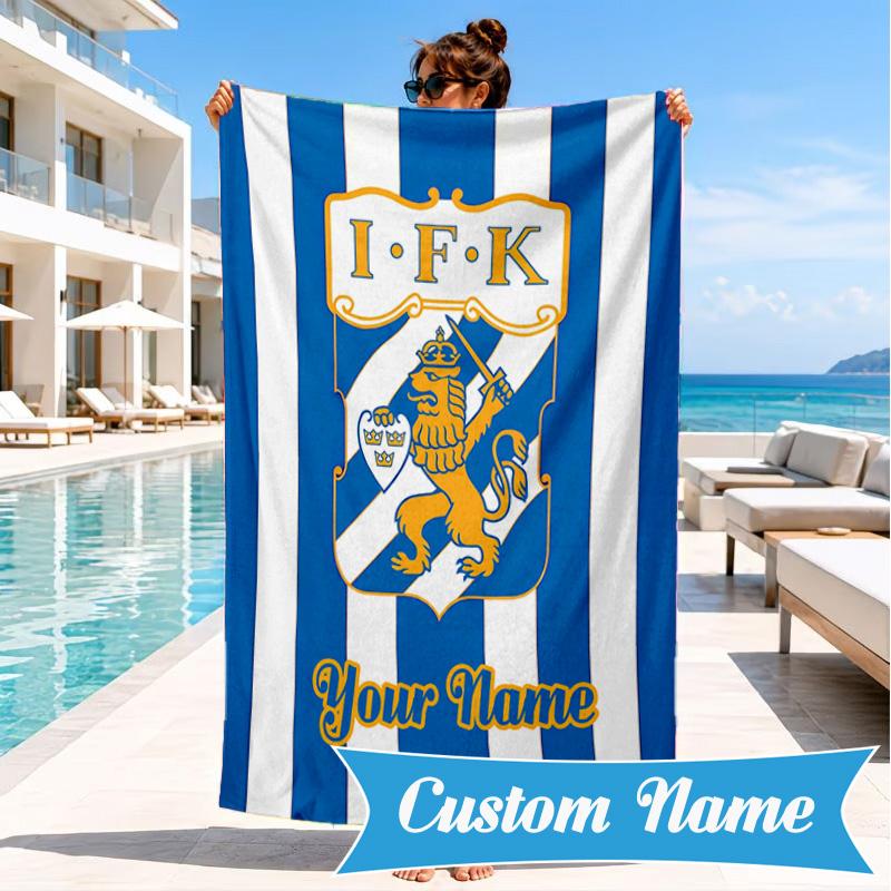 Custom Name Goteborg Crest Personalized Microfiber Beach Towel, Quick-Dry, Ideal for Summer Travel, Beach Essential, Swimming
