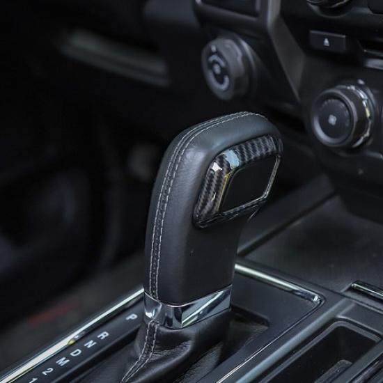 1 Stück Kohlefaser Schalthebelgriff Handbremsring Verkleidung für Ford F150 2015-20