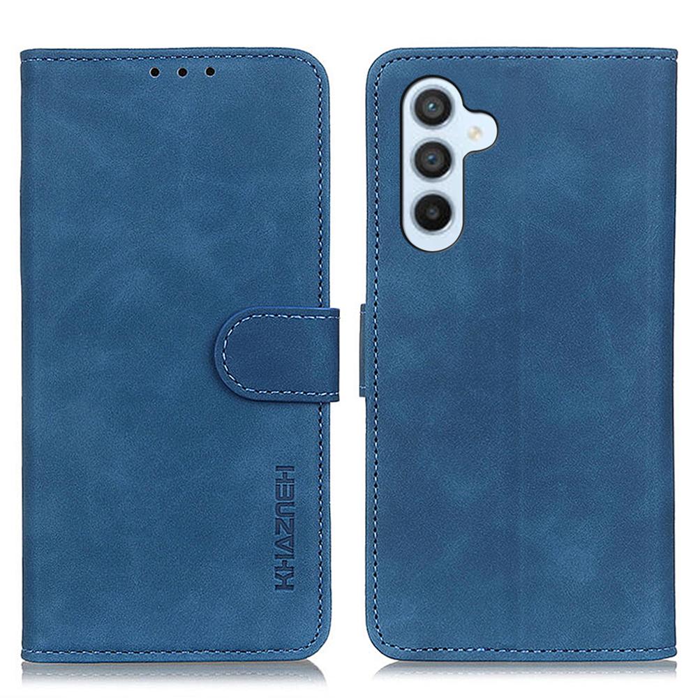 

KHAZNEH For Samsung Galaxy A15 4G Case Leather Wallet Cell Phone Cover (Retro Texture) Blue