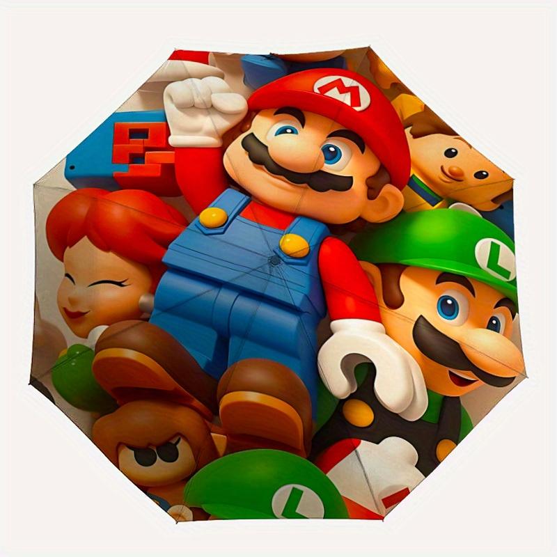 

1pc Mario Luigi Automatic Open/close Folding Portable Outdoor Umbrella with 8-Ribs Structure for Women/Men, a0901007