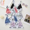 SPROT English Letters with Threaded Cotton Deep V Sports Bra Gathered Triangle Cup Without Steel Ring Comfortable Chest Wrap