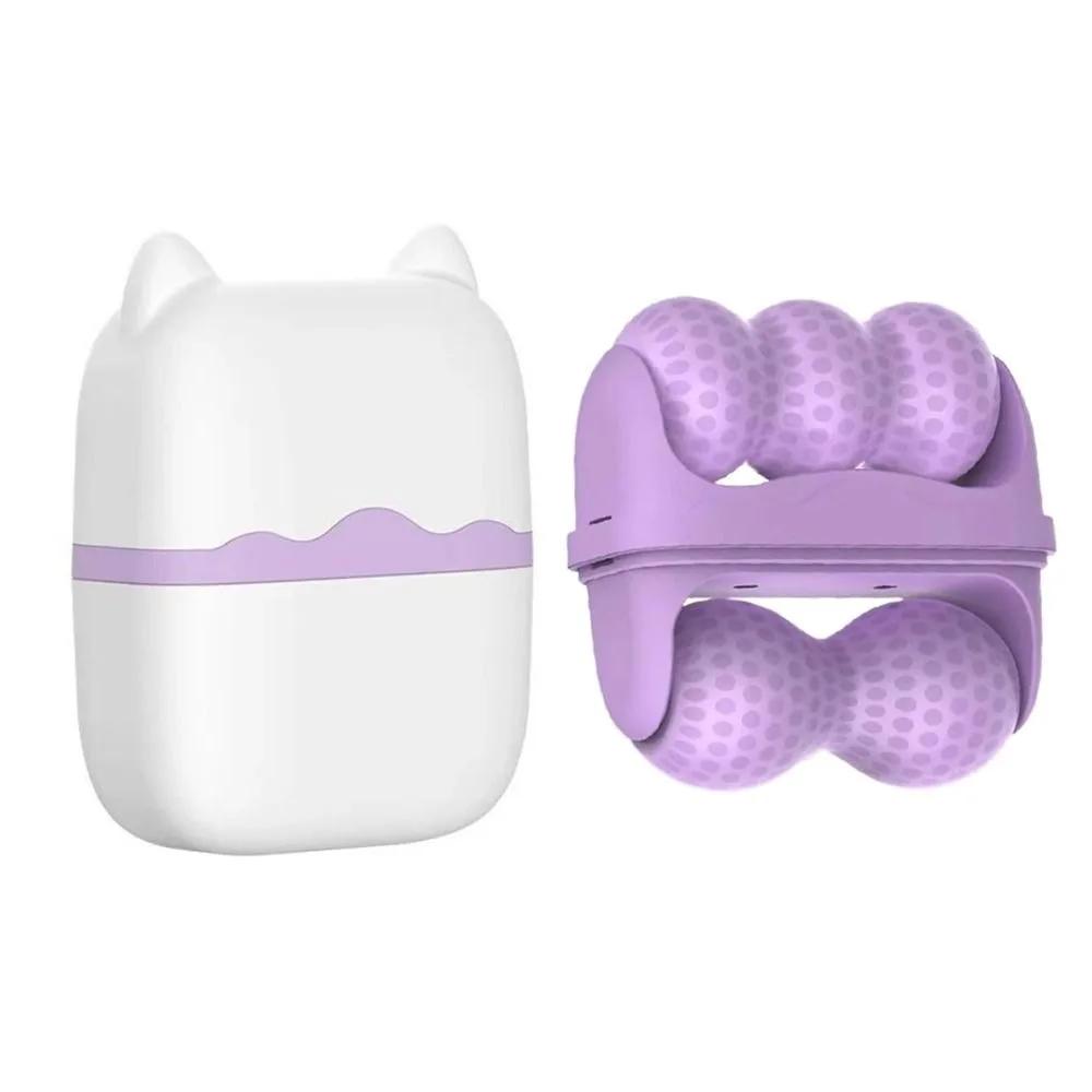 

Роликовый массажер с двумя головками для ухода за кожей вокруг глаз и лица, антивозрастной, для удаления морщин, устройство для холодных компрессов, массажер для лица, снимающий отечность фиолетовый