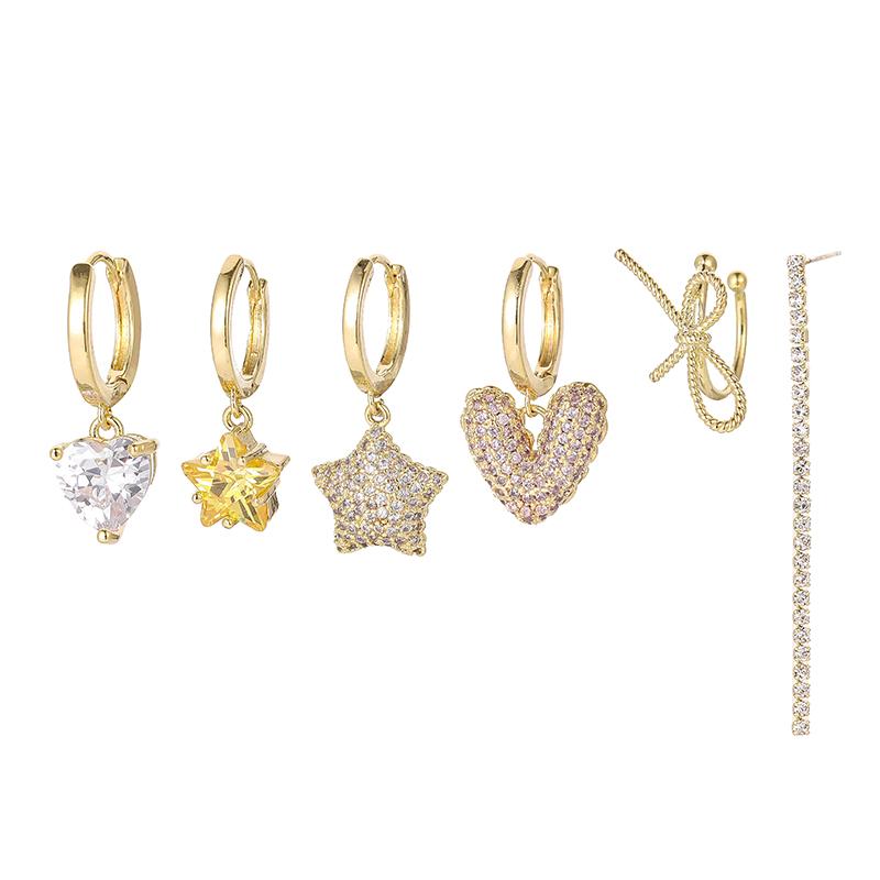 

Женские серьги-кольца ANENEJERY с большим цирконием и звездами, нежные роскошные сверкающие серьги из 6 предметов золотой