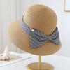 Korean Style Plaid Bowknot Bucket Hat Woven Sunshade Versatile Women's Summer Sunhat Fashionable Outdoor Protection
