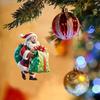 Yousheng Akrylové Vánoční ozdoby Santa Clause 2D Plochý Santa na kole Závěsné ozdoby Legrační Santa s dárkovou krabicí Dekorace pro domov strom