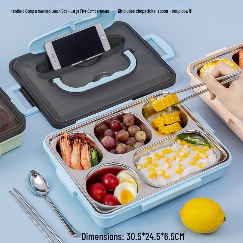 

SJG 304 Stainless Steel 5-Compartment Lunch Box Set