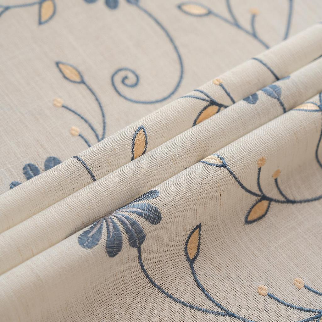 Waterproof Cotton Linen Embroidered Tablecloth for Dining or Coffee Table