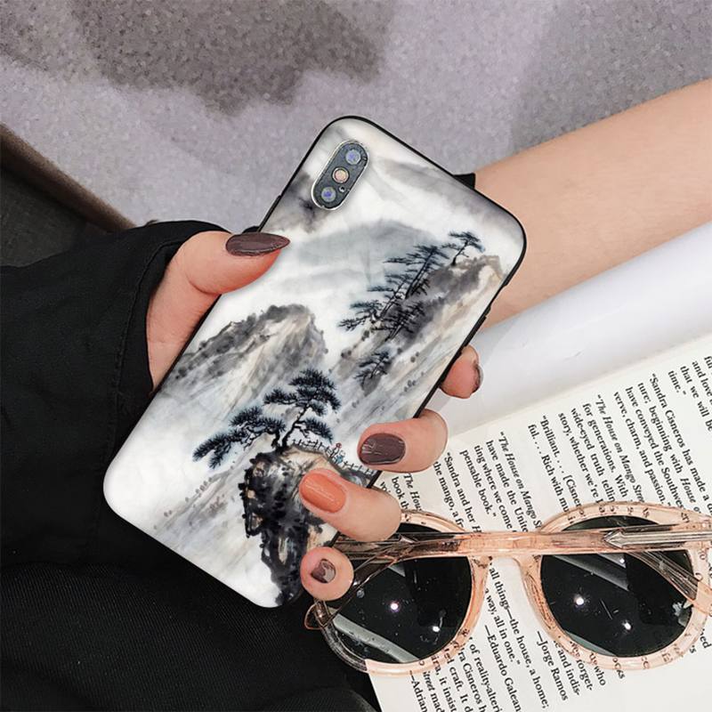 Chinese Style Ink Painting Phone Case for iPhone 11 12 13 Mini Pro Max 8 7 6 6S Plus X 5 S SE 2020 XR XS 10 case