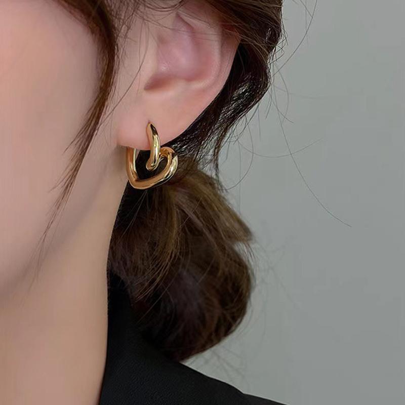 Korean Fashion Asymmetrical Earrings Set Geometric Star Lock Love Drop Earrings For Women 2022 Trendy Jewelry Gift