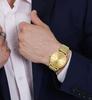 BUREI Herrenuhr, Einfach, Wasserdicht, Analog, Beliebt, Stilvoller Mailänder Stil mit Mesh-Armband und Gold-Armband