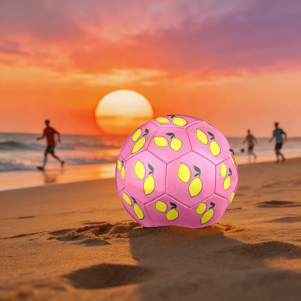 1pc Lemon Illustration Art Theme Soccer Ball Football, Size 5, Lightweight PVC, Outdoor Training Soccer Ball,Gift j61441